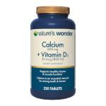 Nature's Wonder Calcium 600 mg with Vitamin D3 20 mcg for Bone Health, 220 Tablets