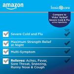 Amazon Basic Care Nighttime Severe Cold and Flu Syrup, Max Strength Liquid Medicine, Multi-Symptom Relief, for Adults and Children 12 Years and Older, Mixed Berry Flavor, 12 fl oz (Pack of 1)