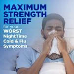 Amazon Basic Care Nighttime Severe Cold and Flu Syrup, Max Strength Liquid Medicine, Multi-Symptom Relief, for Adults and Children 12 Years and Older, Mixed Berry Flavor, 12 fl oz (Pack of 1)