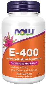 NOW Supplements, Vitamin E-400 IU, Mixed Tocopherols, Antioxidant Protection*, 100 Softgels