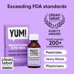 NovaFerrum Yum | Multivitamin with Iron for Infants, Toddlers & Kids | Immune Support | Ages 4 & Under | Gluten Free Certified | Sugar Free | Raspberry Grape | 50 Servings