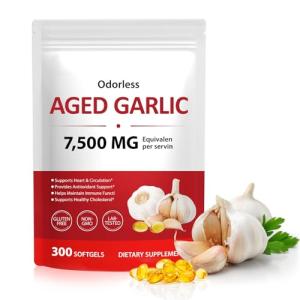 Aged Garlic Extract Softgels-7,500 mg| Odorless Garlic, 15:1 Extract & Low-Temp 2-Year Aging for Heart, Circulation Health, Immune System Support, Rich in Antioxidant, Gentle & Natural|300Pcs