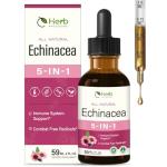 HerbWHOLESOME Echinacea Herb Drops for Immune System Support, 5-in-1 Herbal Supplement Combat Free Radicals w/Goldenseal Thyme Elderberry, Fast-Acting & Concentrated Liquid Tincture. 2oz