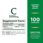 Nature's Bounty Vitamin C 1000mg, Immune Support Supplement, Powerful Antioxidant, 2 Pack, 100 Caplets