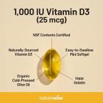 NatureWise Vitamin D3 1000iu (25 mcg) 1-Year Supply for Immune Support, Healthy Muscle Function, and Bone Health - Non-GMO, Gluten Free in Organic Extra Virgin Olive Oil, (Mini Softgel), 360 Count