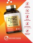 Carlyle Zinc 50mg | 300 Tablets | Vegetarian, Non-GMO, and Gluten Free Supplement | Zinc Gluconate | High Potency Formula