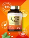 Carlyle Zinc 50mg | 300 Tablets | Vegetarian, Non-GMO, and Gluten Free Supplement | Zinc Gluconate | High Potency Formula