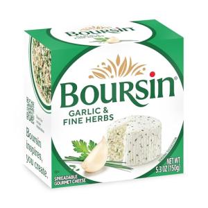 Boursin Garlic & Fine Herbs Cheese, Artisan fresh cheeses, 5.2 Ounce