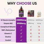 Venture Pal Vitamin B Complex Liquid Drops, B12 Methylcobalamin | B9 Folic | B1,B2,B3,B5,B6,B16 - Vitamin C, Choline, Inositol, Immune & Energy Metabolism, Brain & Heart Support