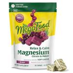 MegaFood Relax + Calm Magnesium Complex with Magnesium Citrate & Malate for Heart Health, Muscle Tension & More – Doctor Formulated - Vegetarian – Grape Flavor - 30 Soft Chews (15 Servings)