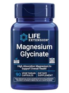 Life Extension Magnesium Glycinate, Heart Health, Bone Health, Nerve and Muscle Support, Highly absorbable, Gluten-Free, Non-GMO, Vegetarian, 90 Capsules