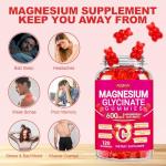 Magnesium Glycinate Gummies 600mg, Chewable Sugar Free Potassium Magnesium Gummies with Magnesium Glycinate, Vitamin D, B6 and CoQ10 for Sleep, Relaxation, Brain and Muscle, 60 Days Supply
