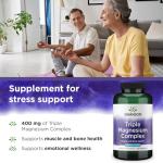 Swanson Triple Magnesium Complex - Magnesium Supplement for Brain, Energy, Bone, Stress, Muscle & Sleep Support* - Contains Magnesium Aspartate, Citrate & Oxide - 300 Vegan Capsules