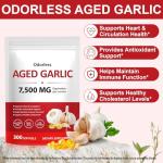 NIFEISHI Aged Garlic Extract – (600 Count) 7500mg Odorless, Organic Garlic Softgels for Overall Wellness – Non-GMO Vegetarian Supplement, 2-Year Matured