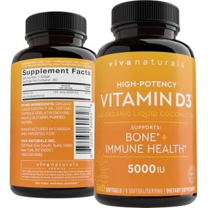 Viva Naturals Vitamin D3 5000 IU Softgels, 360 Count