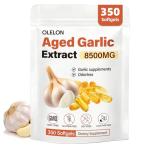 OLELON Aged Garlic Extract 350 Softgels - 8500mg High Potency, Odorless, Non-GMO & Organic Garlic Supplement for Heart Health, Immune Support & Antioxidant Benefits