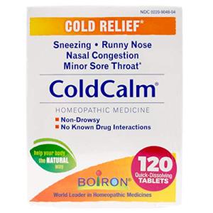 Boiron ColdCalm Tablets for Relief of Common Cold Symptoms Such as Sneezing, Runny Nose, Sore Throat, and Nasal Congestion - Non-Drowsy - 120 Count (2 Pack)