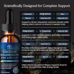 (2 Pack) 10 in 1 Magnesium Calcium Zinc Supplement with Vitamin C D3 K2, Glycinate Mag Vegan Liquid Drops Plus L-Theanine Boron Sea Moss Extract, Immune Support, Bone, Sleep & Leg Cramps, 1 Fl Oz