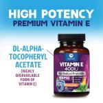 Vitamin E 400 IU Softgels - E Vitamin 180mg DL-Alpha, Antioxidant-Rich Dietary Supplement for Skin, Heart, and Immune Support, Bottled in USA, Easily Absorbed, Non-GMO & Gluten Free - 60 Softgels