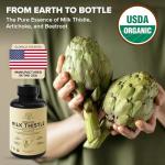 Garden of Herbz USDA Organic Milk Thistle Supplement 80% Silymarin – 250 mg with Beet Root & Artichoke Leaf Extract – Herbal Formula for Liver and Digestive Support, 120 Capsules