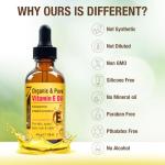 Seven Minerals Ultra Pure Vitamin E Oil - Full-Spectrum D-Alpha Tocopherol per 4 Oz Bottle - 100% Organic Vitamin E Oil for Skin, Face, Hair and Scars - Naturally Occurring=Not Synthetic.