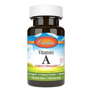 Carlson - Vitamin A, 25000 IU (7500 mcg RAE), Vision & Skin Health, Immune Function, 100 soft gels
