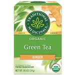Traditional Medicinals Organic Green Tea Ginger Herbal Tea, Promotes Healthy Digestion, (Pack of 1) - 16 Tea Bags