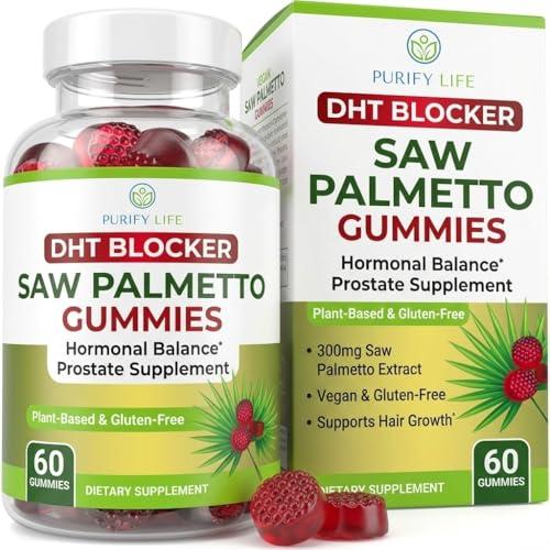 Vegan Saw Palmetto for Men & Women - Potent Saw Palmetto Extract, Prostate Supplements for Men, DHT Blocker for Womens Hair Growth, Hormonal Balance Gummies, PCOS Hair Loss, DHT Blocker, Gluten-Free