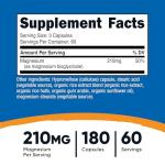 Nutricost Magnesium Glycinate Capsules (180 Capsules, 210 mg Per Serving) - Magnesium Glycinate Supplement for Gentle Absorption