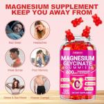 Magnesium Glycinate Gummies 600mg, Chewable Sugar Free Potassium Magnesium Gummies with Magnesium Glycinate, Vitamin D, B6 and CoQ10 for Sleep, Relaxation, Brain and Muscle, 60 Days Supply