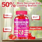 Magnesium Glycinate Gummies 600mg, Chewable Sugar Free Potassium Magnesium Gummies with Magnesium Glycinate, Vitamin D, B6 and CoQ10 for Sleep, Relaxation, Brain and Muscle, 60 Days Supply