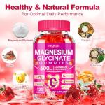 Magnesium Glycinate Gummies 600mg, Chewable Sugar Free Potassium Magnesium Gummies with Magnesium Glycinate, Vitamin D, B6 and CoQ10 for Sleep, Relaxation, Brain and Muscle, 60 Days Supply