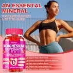 Magnesium Glycinate Gummies 600mg, Chewable Sugar Free Potassium Magnesium Gummies with Magnesium Glycinate, Vitamin D, B6 and CoQ10 for Sleep, Relaxation, Brain and Muscle, 60 Days Supply