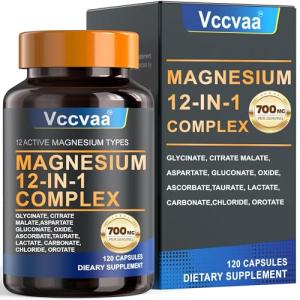 Magnesium Complex 700mg – 12-in-1 Magnesium Supplement with Glycinate, Citrate, Malate, Oxide, Taurate & More – High Absorption for Muscle, Heart, Sleep, Bone, Nerve Support –120 Capsules