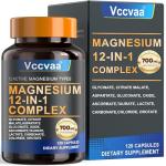 Magnesium Complex 700mg – 12-in-1 Magnesium Supplement with Glycinate, Citrate, Malate, Oxide, Taurate & More – High Absorption for Muscle, Heart, Sleep, Bone, Nerve Support –120 Capsules