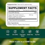 Fresh Nutrition Organic Milk Thistle Supplement - Potent Strength – 4 Month Supply – Silymarin Thistle Seed Standardized Extract 4:1 - Made in The USA - 120 Capsules