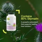 Fresh Nutrition Organic Milk Thistle Supplement - Potent Strength – 4 Month Supply – Silymarin Thistle Seed Standardized Extract 4:1 - Made in The USA - 120 Capsules