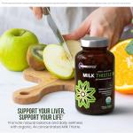 OmniBiotics Organic Milk Thistle Supplement 1500mg – 4X Concentrated Extract with Silymarin – High Potency Liver Detox & Support – 120 Vegan Capsules