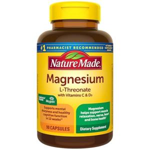 Magnesium L-Threonate with Vitamin C & D3, 90 Capsules