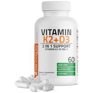 Bronson Vitamin K2 D3 Supplement, Non-GMO 5000 IU