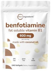 Benfotiamine 600mg Vitamin B1 Softgels – 240 Count