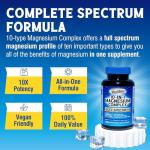 Vitalibre 10 in 1 Magnesium Complex, 420mg Elemental Magnesium | Ultra Strength, Max Absorption | Chelated Magnesium Supplement for Sleep, Nerves & Heart Health | Non-GMO, 120 Vegan Capsules