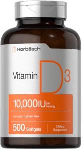 Horbäach Vitamin D3 10000 IU Softgels, 500 Count