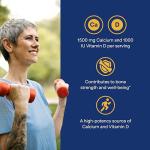 Puritan's Pride Absorbable Calcium 1500 mg Plus Vitamin D3 25mcg 1000 IU, Dietary Supplement for Bone Strength, Heart, Nerve, Muscle, and Immune Support, 120 Coated Caplets