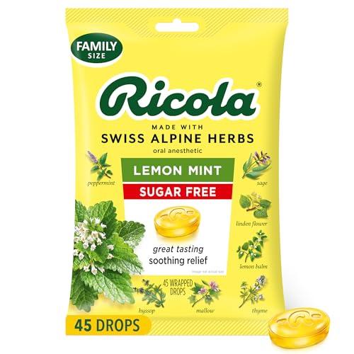 Ricola Sugar-Free Lemon Mint Cough Drops, 45 Count