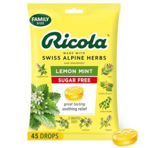 Ricola Sugar-Free Lemon Mint Cough Drops, 45 Count