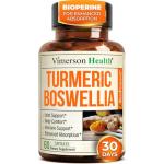 Turmeric Curcumin Supplement with Boswellia Serrata, Ginger Root, Organic Turmeric Powder & Black Pepper - 95% Curcuminoids Turmeric Supplement with Boswellia Extract - 60 Gluten Free Tumeric Capsules