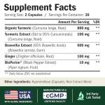 Turmeric Curcumin Supplement with Boswellia Serrata, Ginger Root, Organic Turmeric Powder & Black Pepper - 95% Curcuminoids Turmeric Supplement with Boswellia Extract - 60 Gluten Free Tumeric Capsules