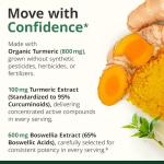 Turmeric Curcumin Supplement with Boswellia Serrata, Ginger Root, Organic Turmeric Powder & Black Pepper - 95% Curcuminoids Turmeric Supplement with Boswellia Extract - 60 Gluten Free Tumeric Capsules