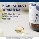 Metagenics Vitamin D3 5000 IU Supplement - High Potency Softgels for Immune, Bone & Heart Health* - 125 mcg Cholecalciferol in Coconut Oil for Enhanced Absorption* - Non-GMO, Gluten-Free - 60 Count